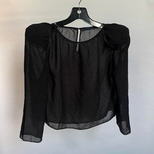 Zara Structured Shoulder Sheer Blouse